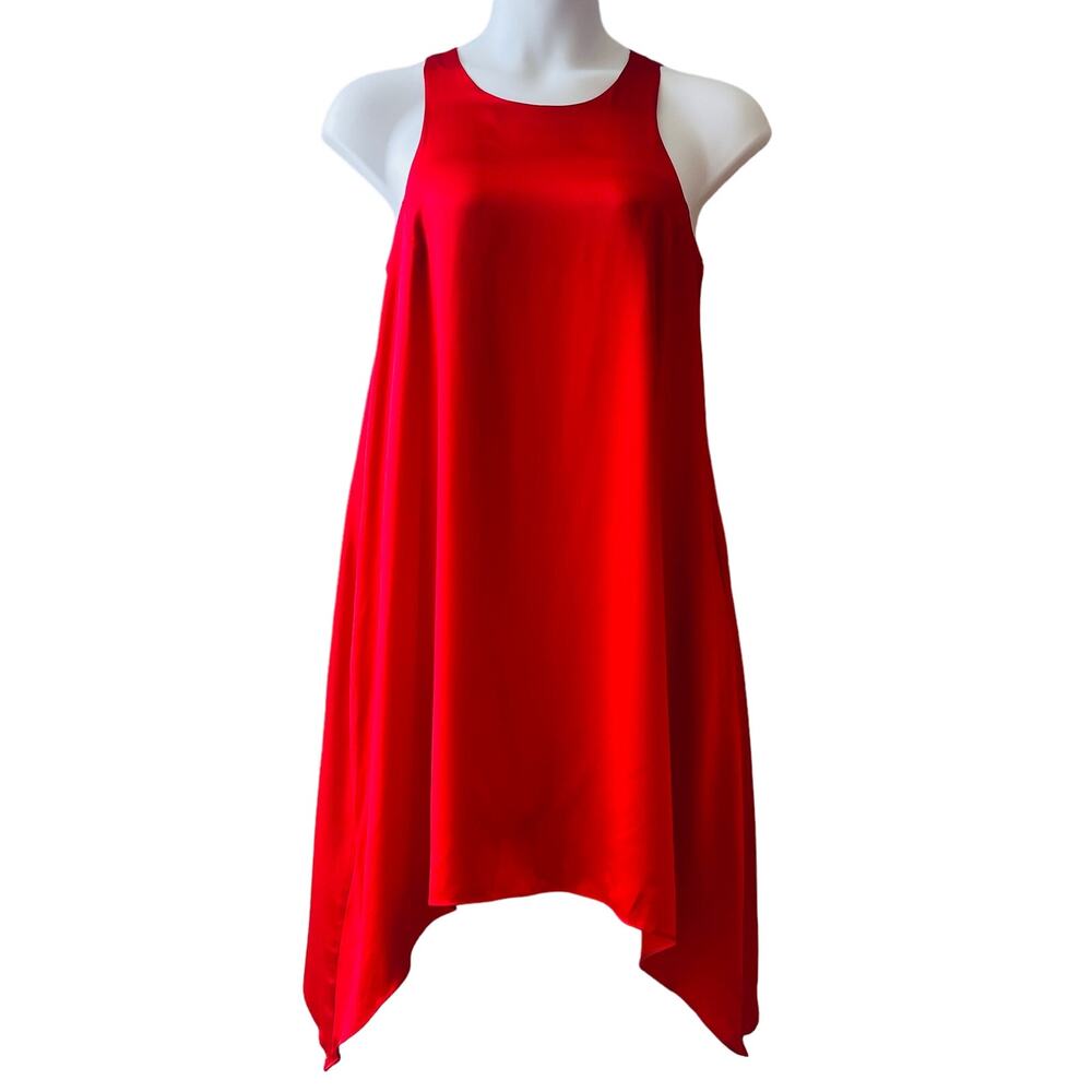Aiden Mattox Red Silk Satin Charmeuse Swing Cocktail Dress Size 12 WORN ONCE